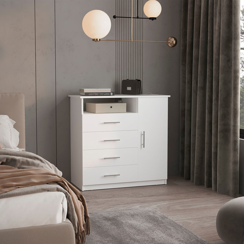 Commode 4 tiroirs Baylon - blanc