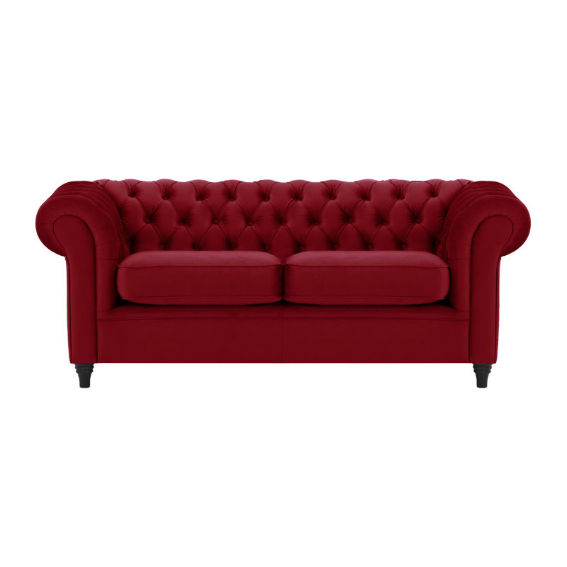 Burks 3 Seater Velvet Sofa, Red