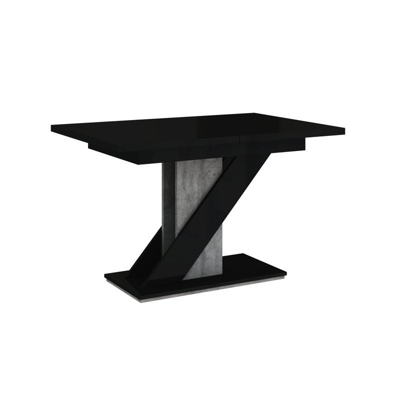 Aleksandra Dining Table, Black Gloss/Concrete