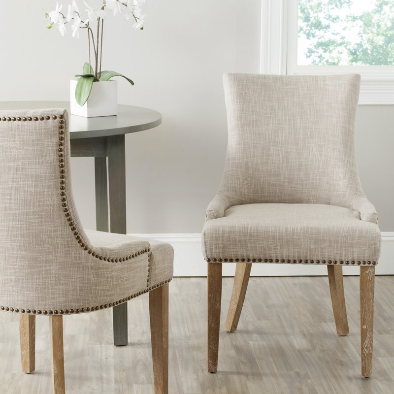 Baumgarten 49.53cm H Upholstered Side Chair, Grey, Light Wood