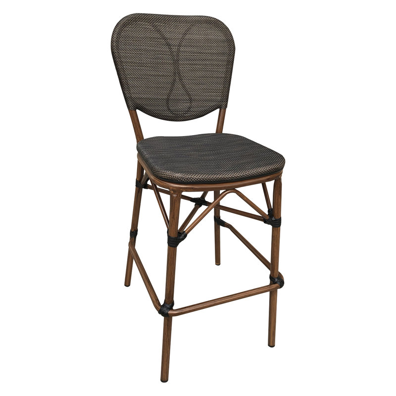 Aluminum Armless Barstool with Balck Poly Woven Seat & Back,Outdoor use