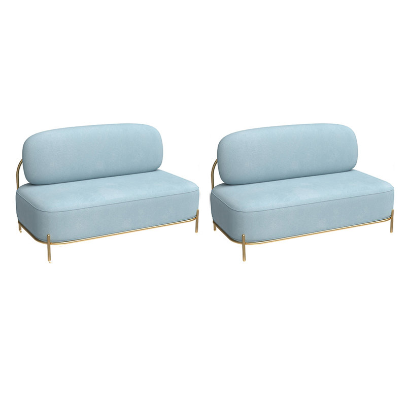 Banc rembourré simple en polyester, Bleu clair