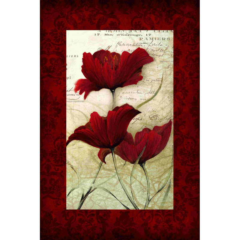 Fleur rouge - impression sur toile tendue, H 18 po x l 12 po