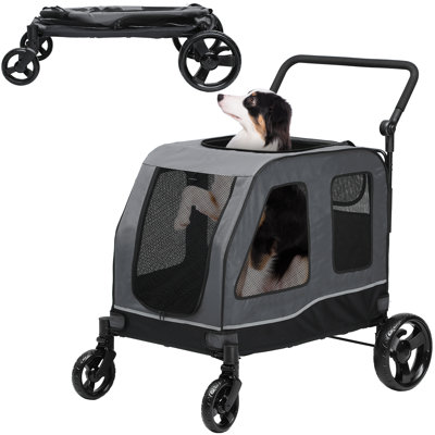 Foldable 39"D Large Pet Stroller with Brake