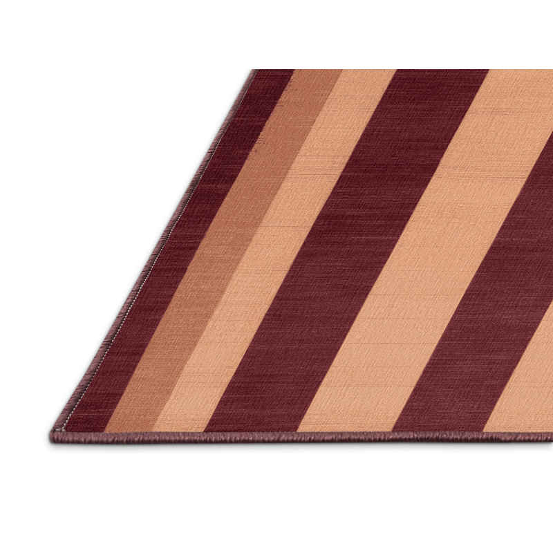 Machine Washable Checkered Red Area Rug, Round 5'
