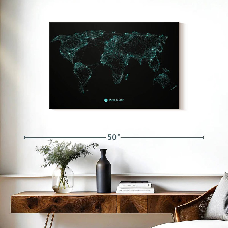 Aliaz Network Connection World Map, 24" H x 36" W