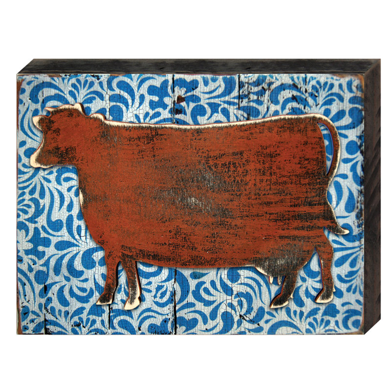 Décoration murale vache, H 6 po x l 8 po x P 2 po