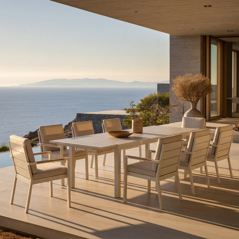 Ensemble repas d'extérieur pour 8 personnes avec table rectangulaire extensible Guildford, Flaxen, 8