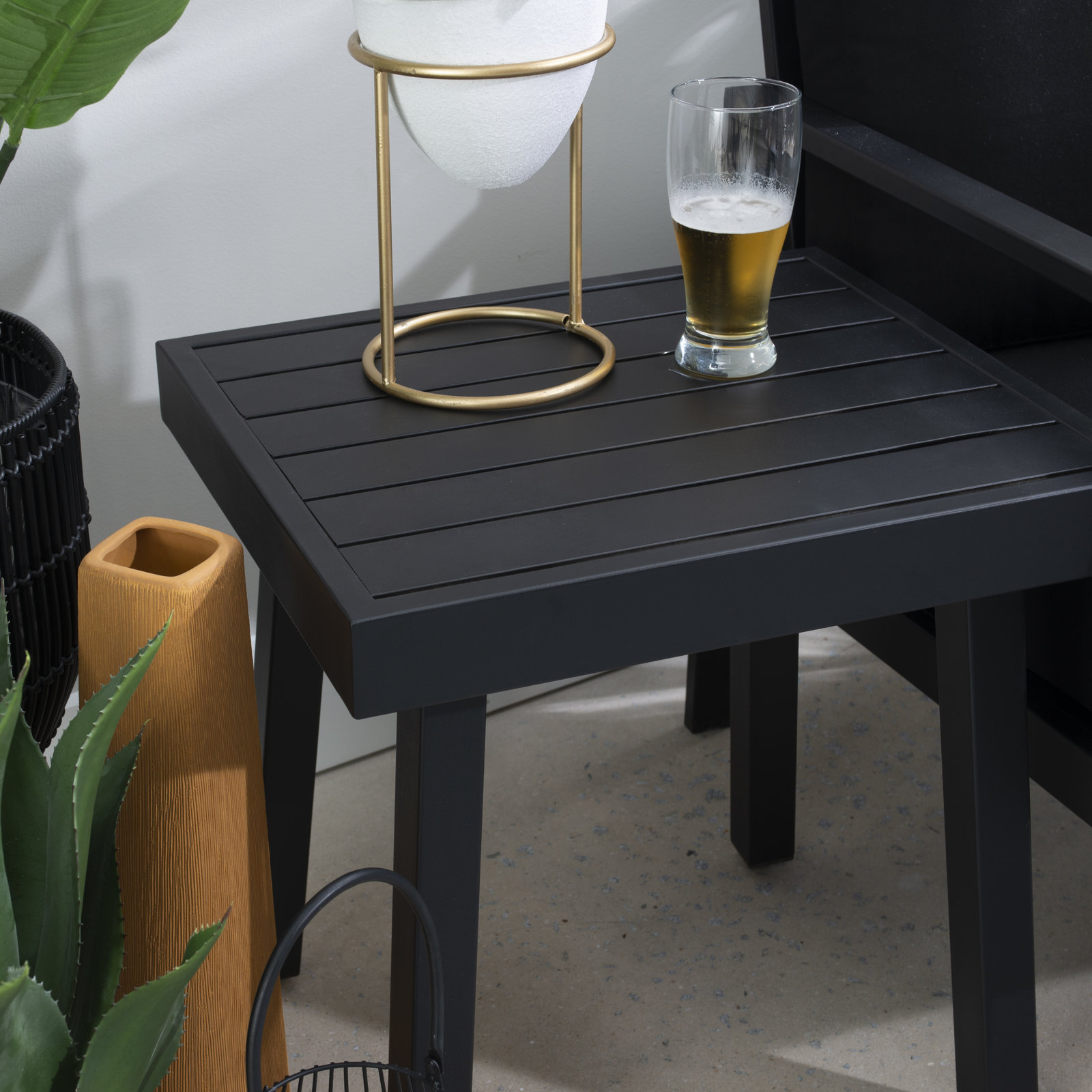 Armando 20" Patio Side Table, Black