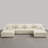 6 - Piece Upholstered White Faux Rabbit Fur Flannel Modular Sectional Sofa with Throw Pillows & Removable Ottomans-1911773210