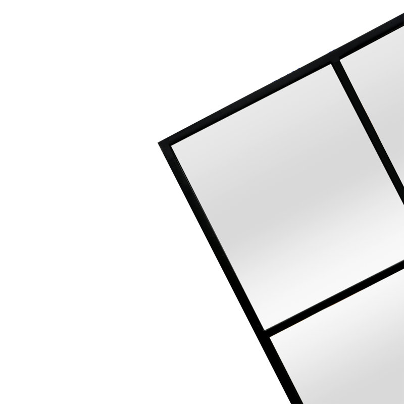 Rectangle Metal Window Panel Mirror, Black, 120cm H x 80cm W