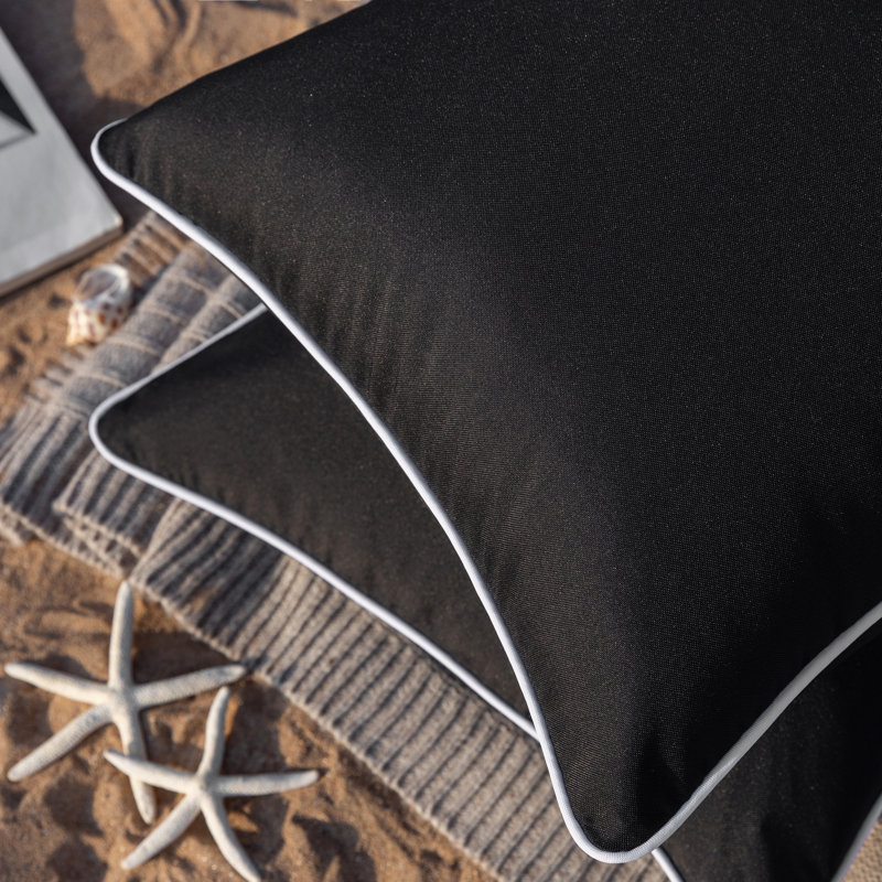 Housse de coussin d'extérieur Phantoscope, Carré 18 po, Noir, Housse de coussin seulement - sans coussin