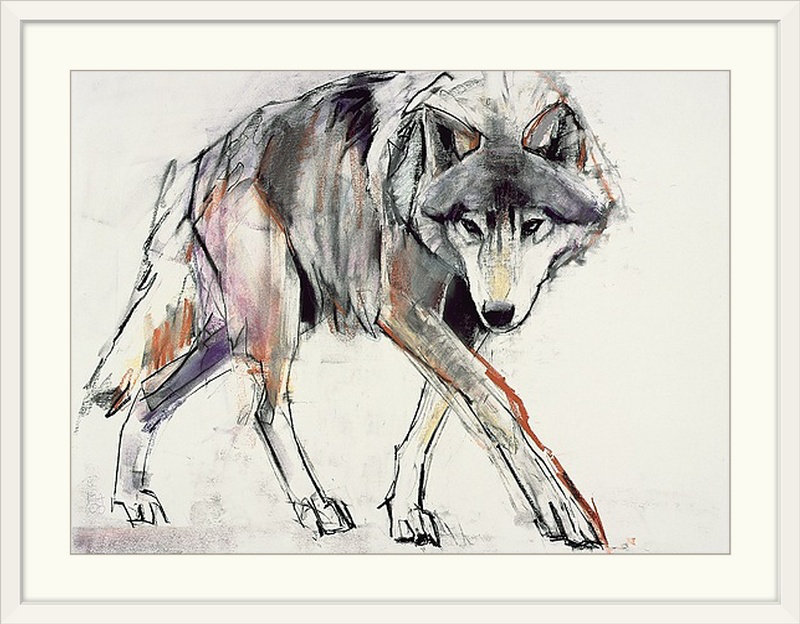 «Yusef Wolf» par Mark Adlington, reproduction d'art, H 34 po x l 44 po x P 1 po, Cadre blanc