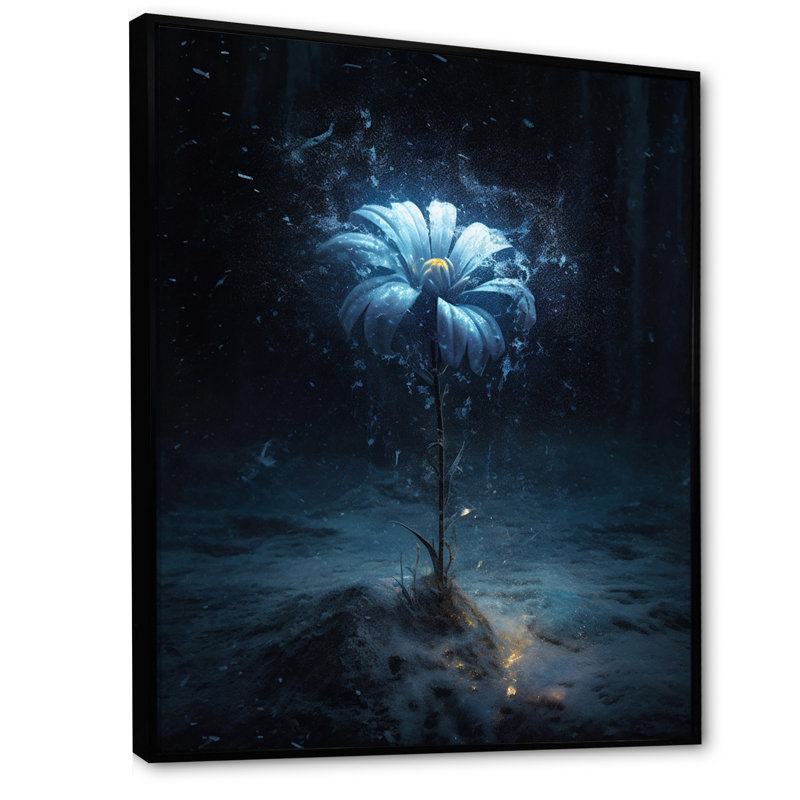Amaryllis abstrait fleur bleue I - impression, H 20 po x l 12 po x P 1 po, Cadre flottant noir