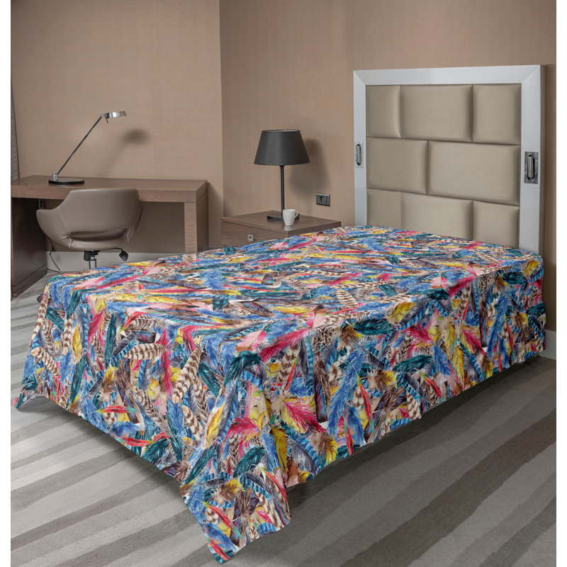 Ambesonne Floral Design Flat Sheet Jumble Cactus Flowers, Dark Lavender Floral, Twin XL Flat Sheet