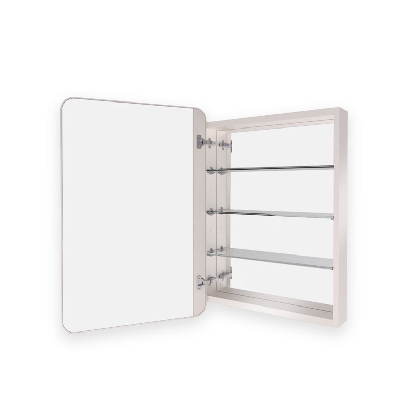 Armoire à pharmacie rectangulaire encastrée / à fixation en surface avec miroir en nickel brossé l 23 po x H 30 po Haddington