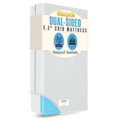 Sleepah Crib Mattress Dual Sided Cooling Memory Foam (52" 28" 5.5") Waterproof Washable Breathable Certipur Certified Firm for Babies & Softer for Tod
