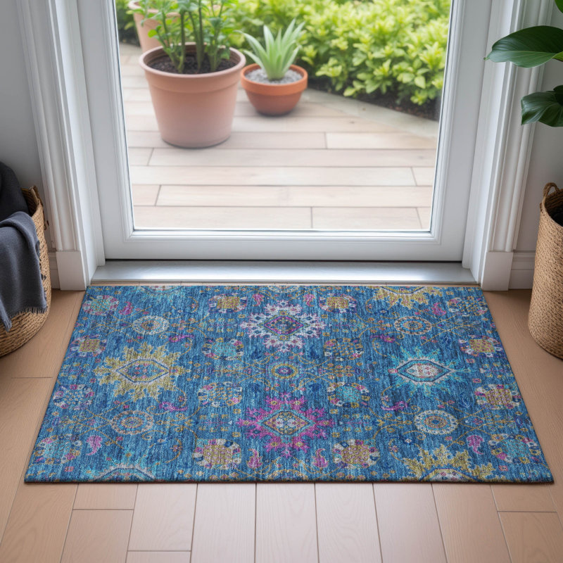 Machine Washable Indoor/Outdoor Jacinto ACN2151 Medallions Rug, Rectangle 1'8" x 2'6"