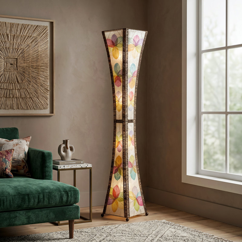 Lampe sur pied colonne 72 "Quintan, Naturel / Vert
