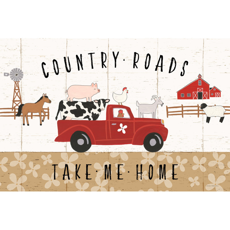 Country Roads I by Laura Marshall - Graphic Art Print, 51cm H x 76cm W, Black Floater Framed
