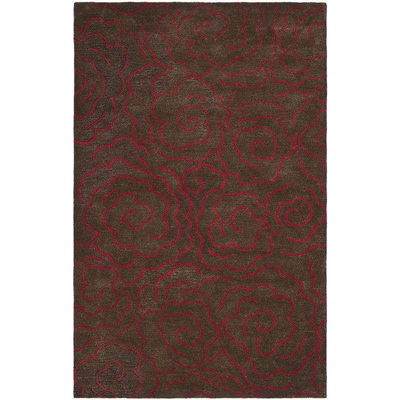 Tapis floral en laine et viscose touffeté à la main McGreghor, Rectangle 5 pi x 8 pi