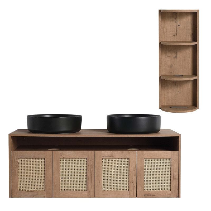 Meuble-lavabo flottant écologique avec porte à fermeture douce et rangement spacieux, parfait pour les salles de bain modernes