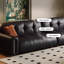 Causeuse-coussin modulable noire en cuir véritable