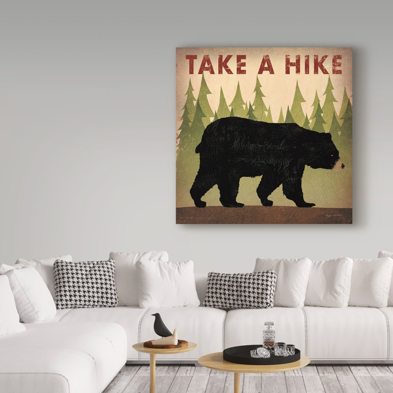 «Take a Hike Black Bear» par Ryan Fowler, reproduction d'art graphique sur toile, H 35 po x l 35 po x P 2 po