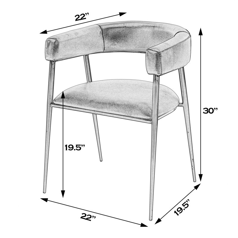 Dallas 19.5" Seat Height Leather and Iron Dining Chair