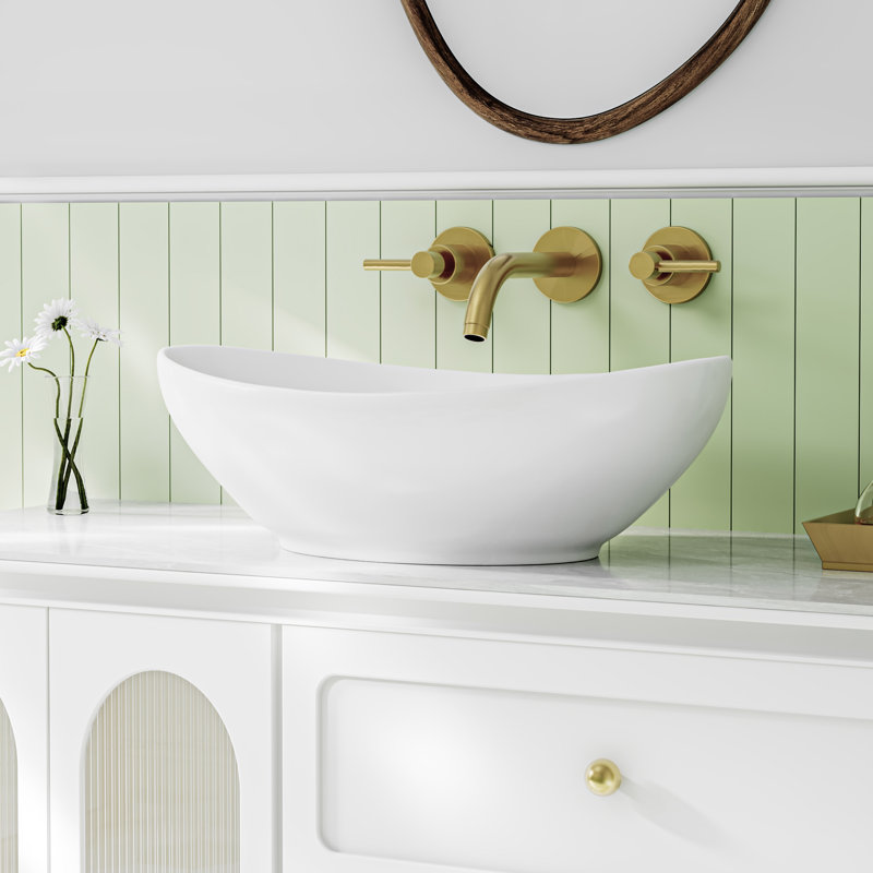  Eclisse 23.25"W x 15.4"D Vitreous China Oval Bathroom Vessel Sink with Overflow