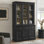 Amara 79 Inch Large Storage Display Cabinet In Black Oak