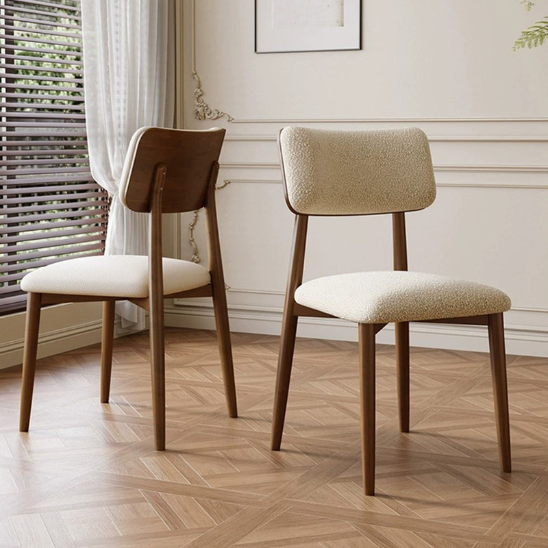Beige-white+Nut-brown Solid back side Chair(Set of 2)