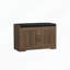 Banc de rangement pour hall d'entrée avec portes doubles, coussin confortable et lattes verticales-133348742-133348743