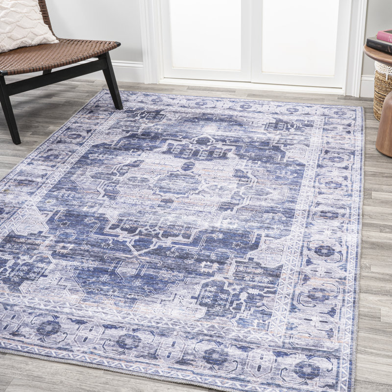 Tapis bleu marine / crème Alanya, Rectangle 9 pi x 12 pi