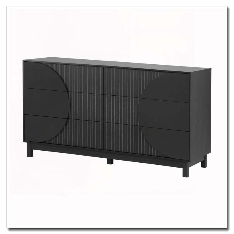 60" Wide Modern Chest of Drawers, Carbon Black