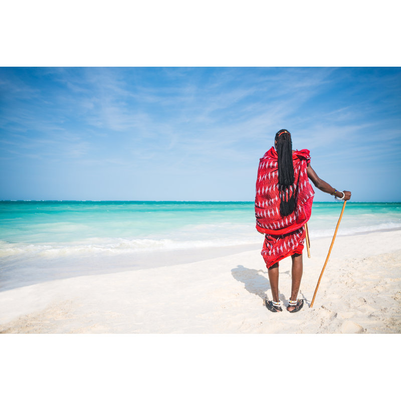 African Masai Warrior by Borchee - Wrapped Canvas Print, 20cm H x 30cm W