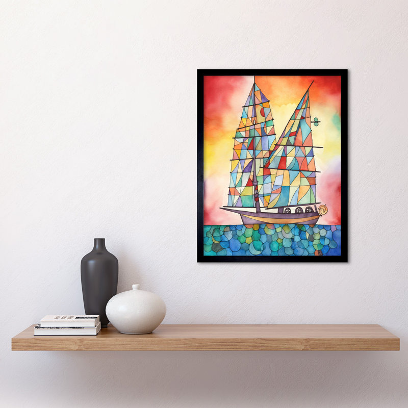 Sailing Ship At Sunset - Single Picture Frame Print