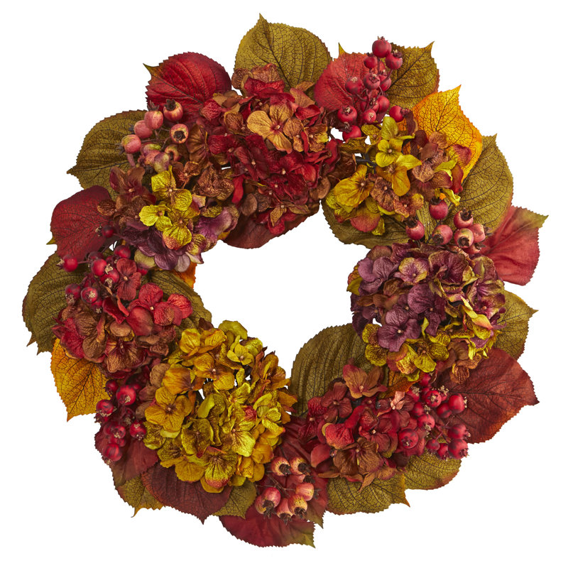 Faux Hydrangea Plastic 24'' Wreath