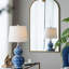 D13x25.7" Blue And White Round Two-Tiered Ceramic Vase Lamp