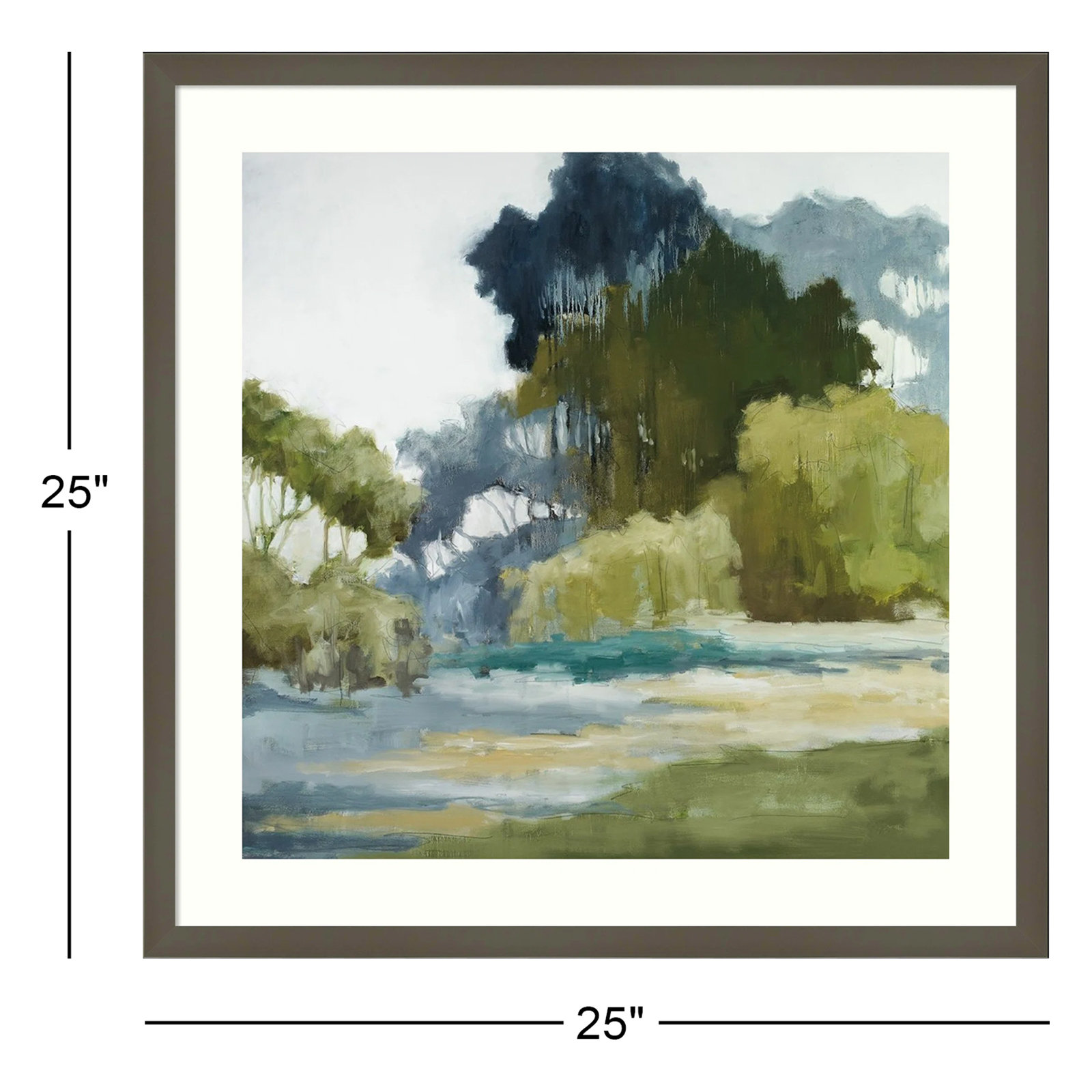 Bean Fileds Tall Trees by Jacqueline Ellens, Gray Framed Paper, 25" H x 25" W