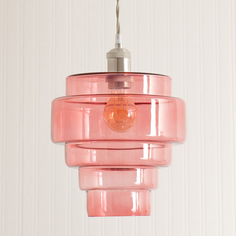 1 - Light Pendant, Pink, Chrome, Yes