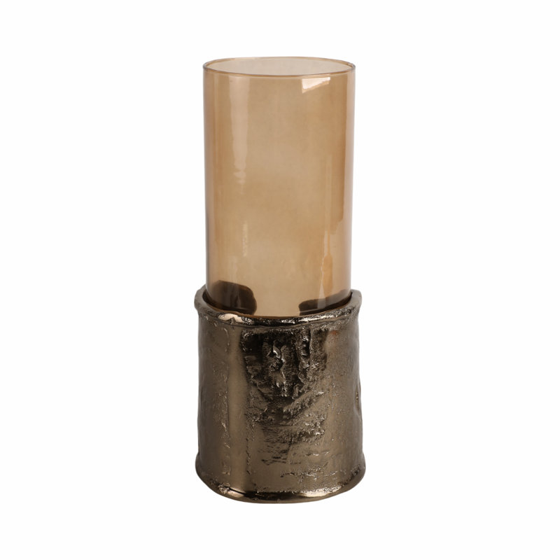 Sagebrook Home 12" Maputo Medium Candle Holder Glass, Brown, 12" H x 6" W x 6" D