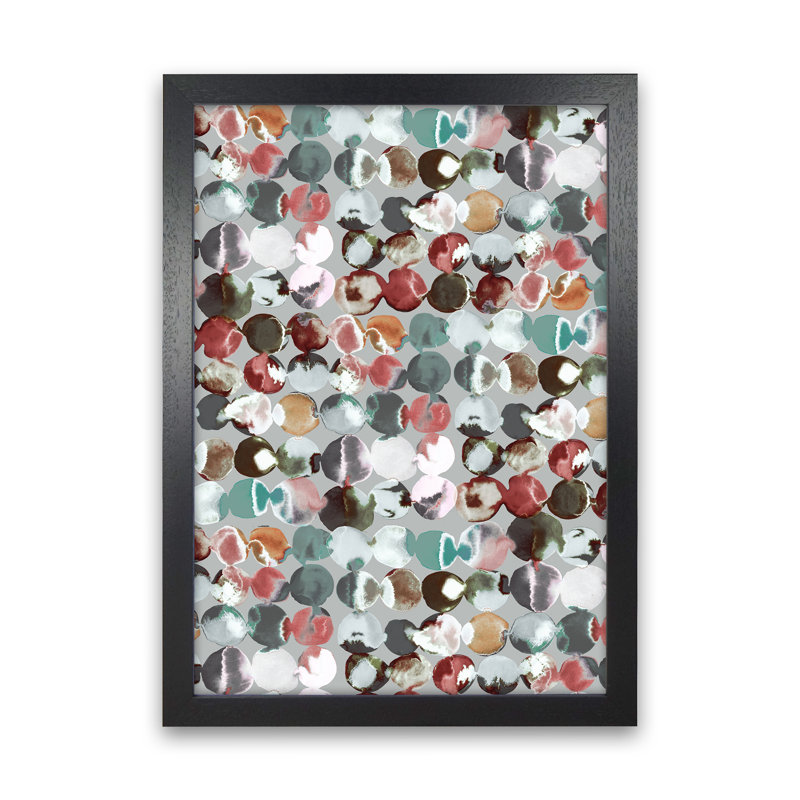 Ink Dots Gray Green - Print, Black Framed, 46cm H x 34cm W x 3cm D