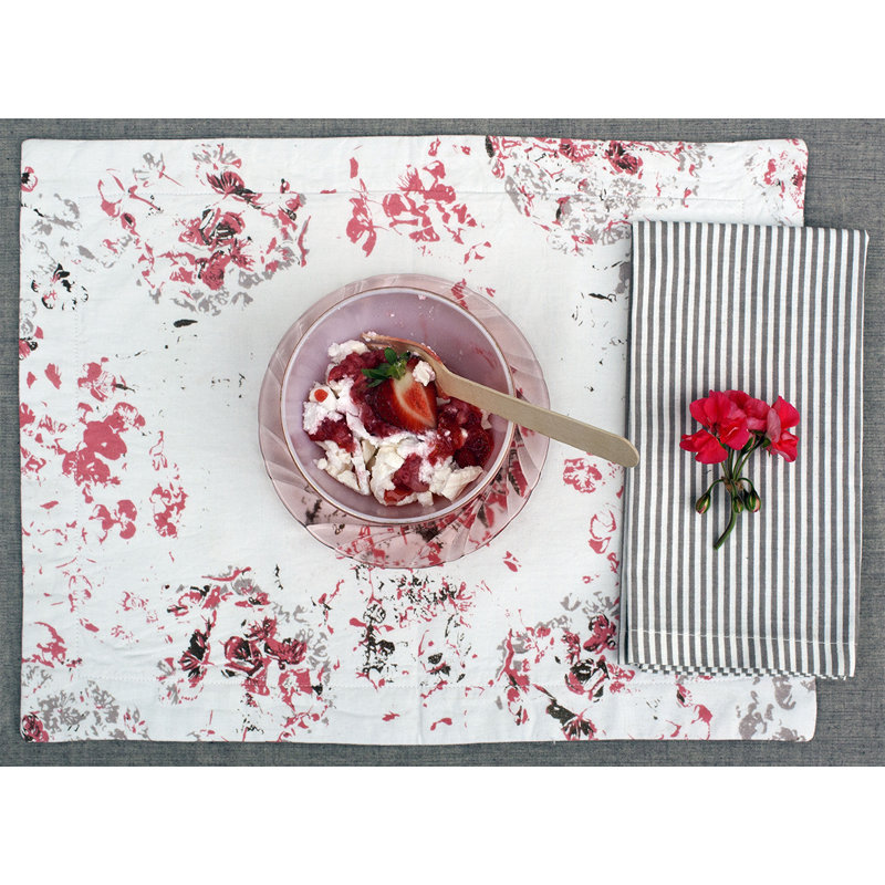 Bonnefoy Cotton Floral Rectangle Placemat, Pink