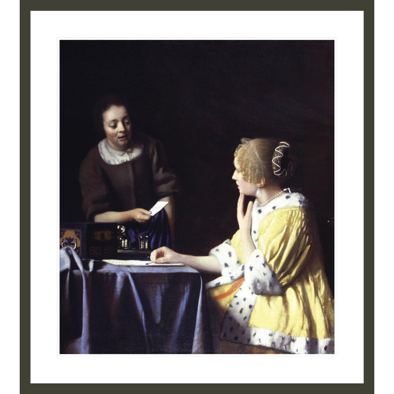 «Lady with Her Maidservant tenant une lettre» par Johannes Vermeer, impression giclée encadrée, 37,21 po H x 33,5 po L
