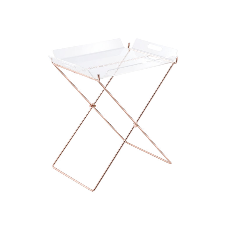 Table rectangulaire avec plateau amovible en acrylique transparent de 5 mm et en métal en forme de «X» de 8 mm, non pliable, 22 po de large, haut, 16 po de profondeur, 100 lb de poids, charge