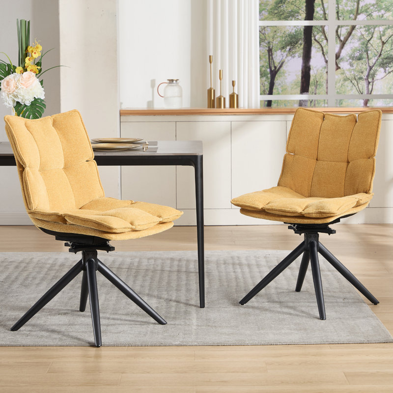 Charies Upholstered Dining Chair, Yellow, Yellow