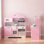 AIYAPLAY Kids Play Kitchen with Lights & Sounds, Fabric Drawer, Pink