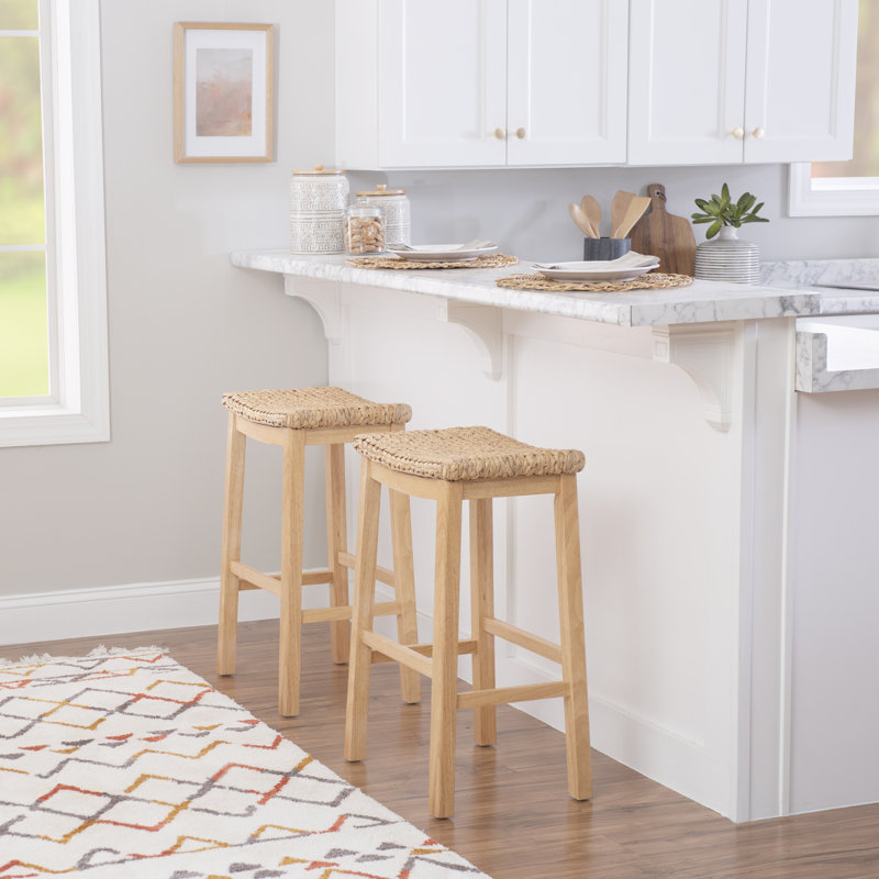 Hyacinth Hand-Woven Solid Wood Frame Counter and Bar Stool, Counter Stool (29" Seat Height)