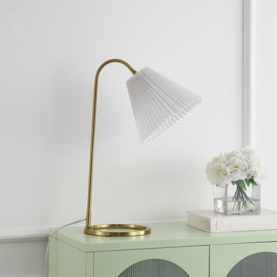 Falkirk 22" Modern Glam Metal Arc Adjustable Head LED Table Lamp with Pleated Shade